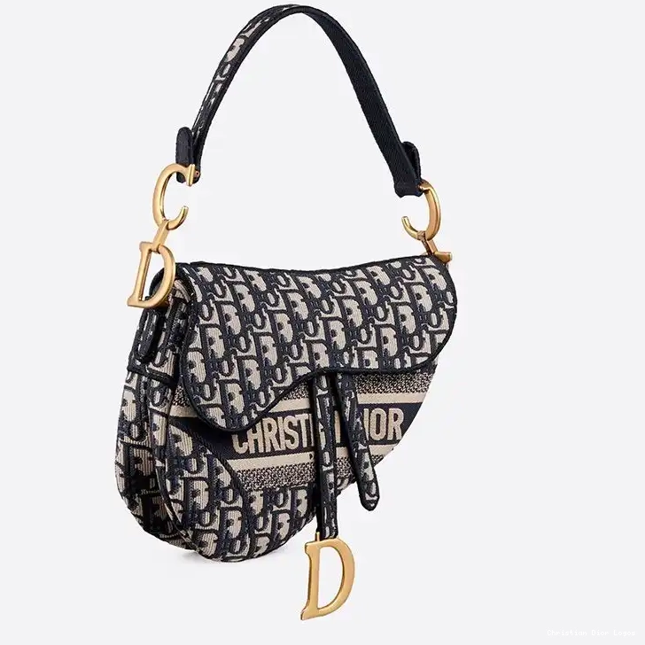 Cheap Canvas Dior Christian Bag Oblique Saddle Blue Motif 0702 Luxury